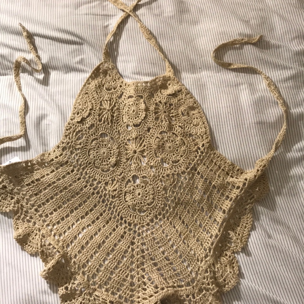 Crochet open back halter top
